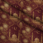 Islamic Red Pattern 1 Fleece Fabric — fleece fabric folded close-up preview (mv-fleece-v1:lying)