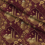 Islamic Red Pattern 11 Fleece Fabric — fleece fabric folded close-up preview (mv-fleece-v1:lying)