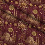 Islamic Red Pattern 5 Fleece Fabric — fleece fabric folded close-up preview (mv-fleece-v1:lying)