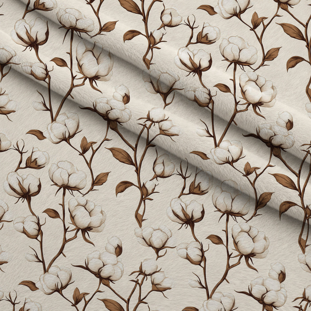 Ivory Boll Harvest Pattern 11 Fleece Fabric — fleece fabric folded close-up preview (mv-fleece-v1:lying)