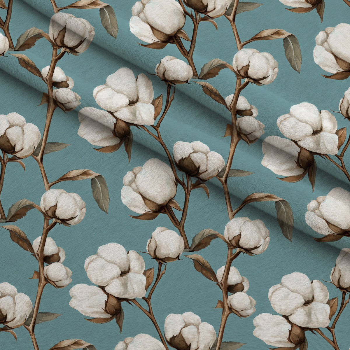 Ivory Boll Harvest Pattern 2 Fleece Fabric — fleece fabric folded close-up preview (mv-fleece-v1:lying)