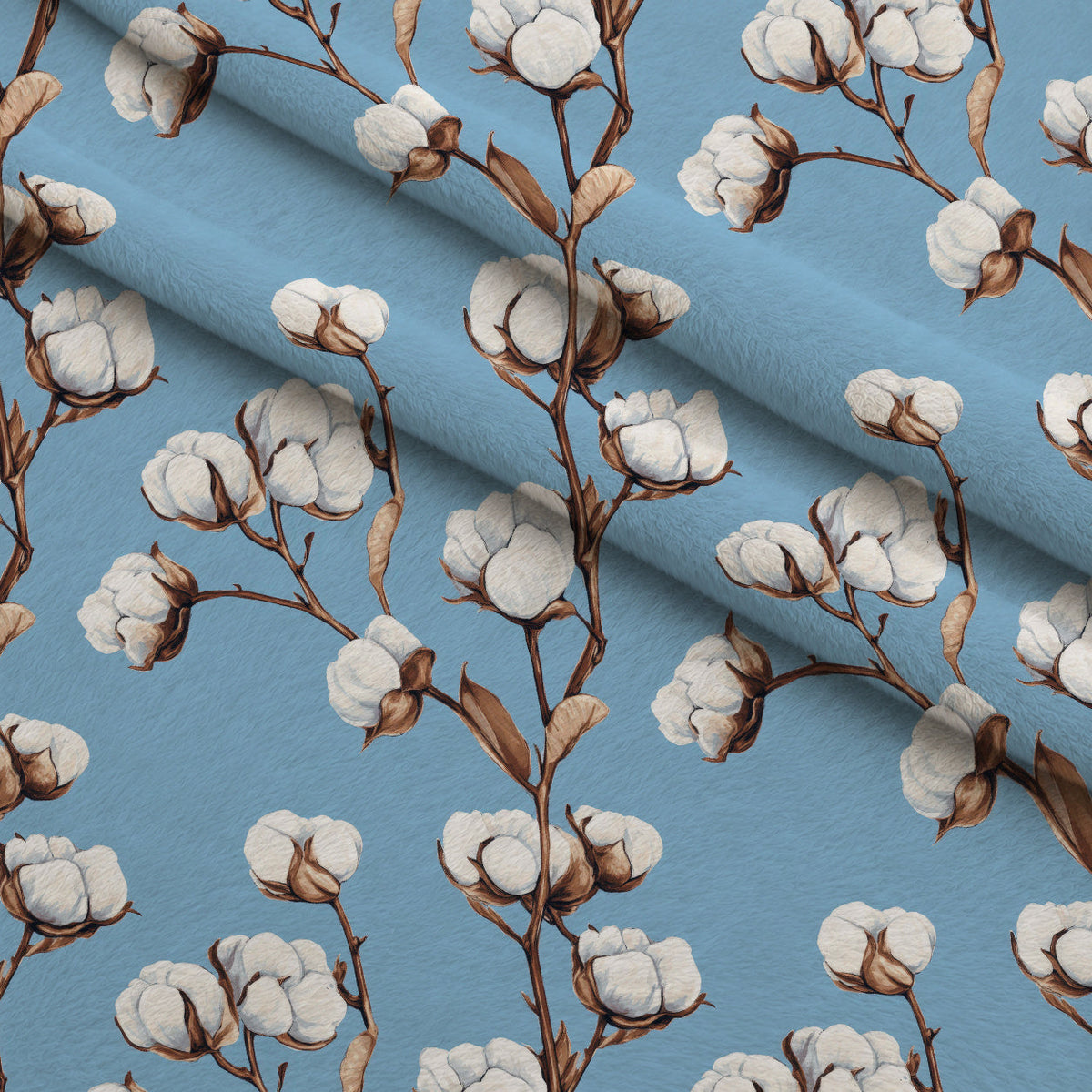 Ivory Boll Harvest Pattern 5 Fleece Fabric — fleece fabric folded close-up preview (mv-fleece-v1:lying)
