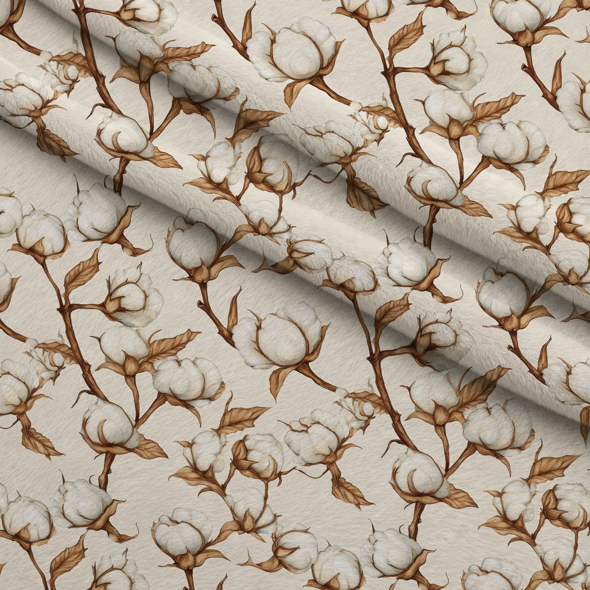 Ivory Boll Harvest Pattern 7 Fleece Fabric — fleece fabric folded close-up preview (mv-fleece-v1:lying)
