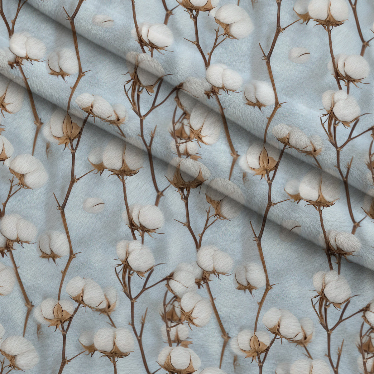 Ivory Boll Harvest Pattern 8 Fleece Fabric — fleece fabric folded close-up preview (mv-fleece-v1:lying)
