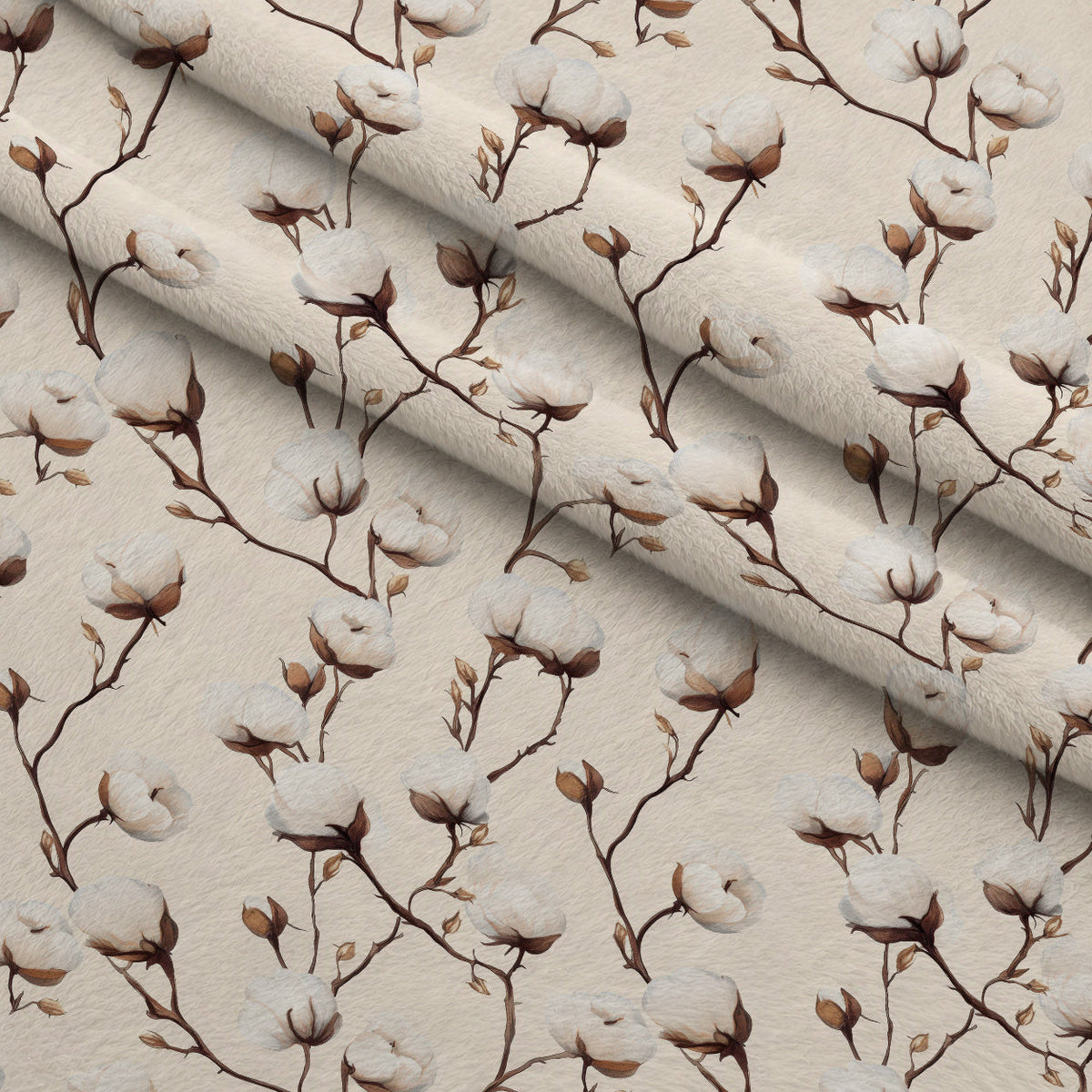 Ivory Boll Harvest Pattern 9 Fleece Fabric — fleece fabric folded close-up preview (mv-fleece-v1:lying)