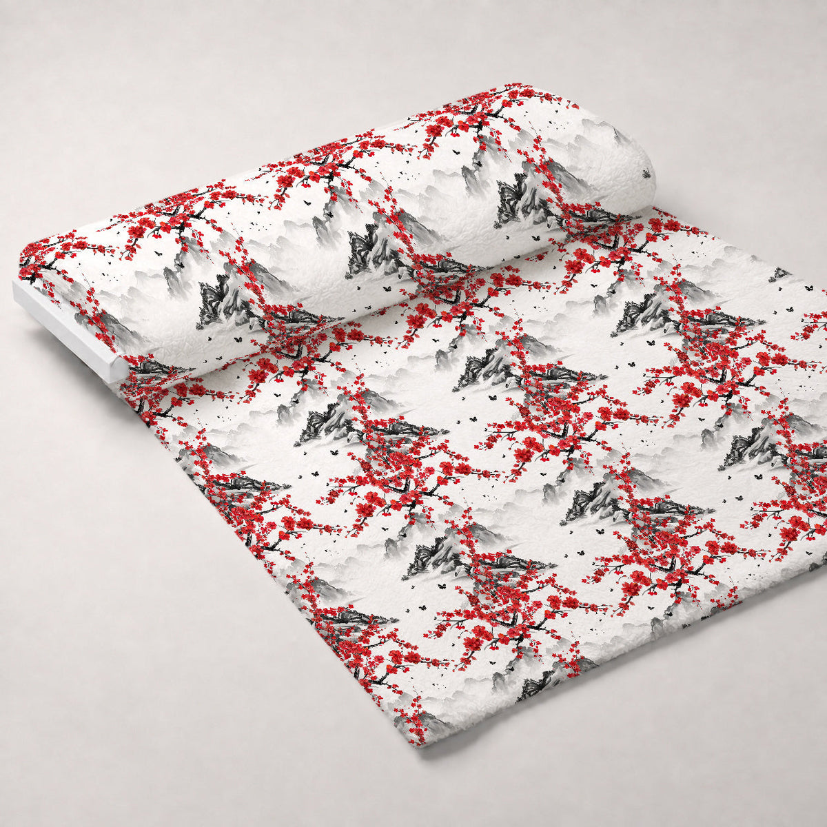 Japanese Cherry Blossoms 2 Fleece Fabric — fleece fabric unrolled bolt preview (mv-fleece-v1:bolt)