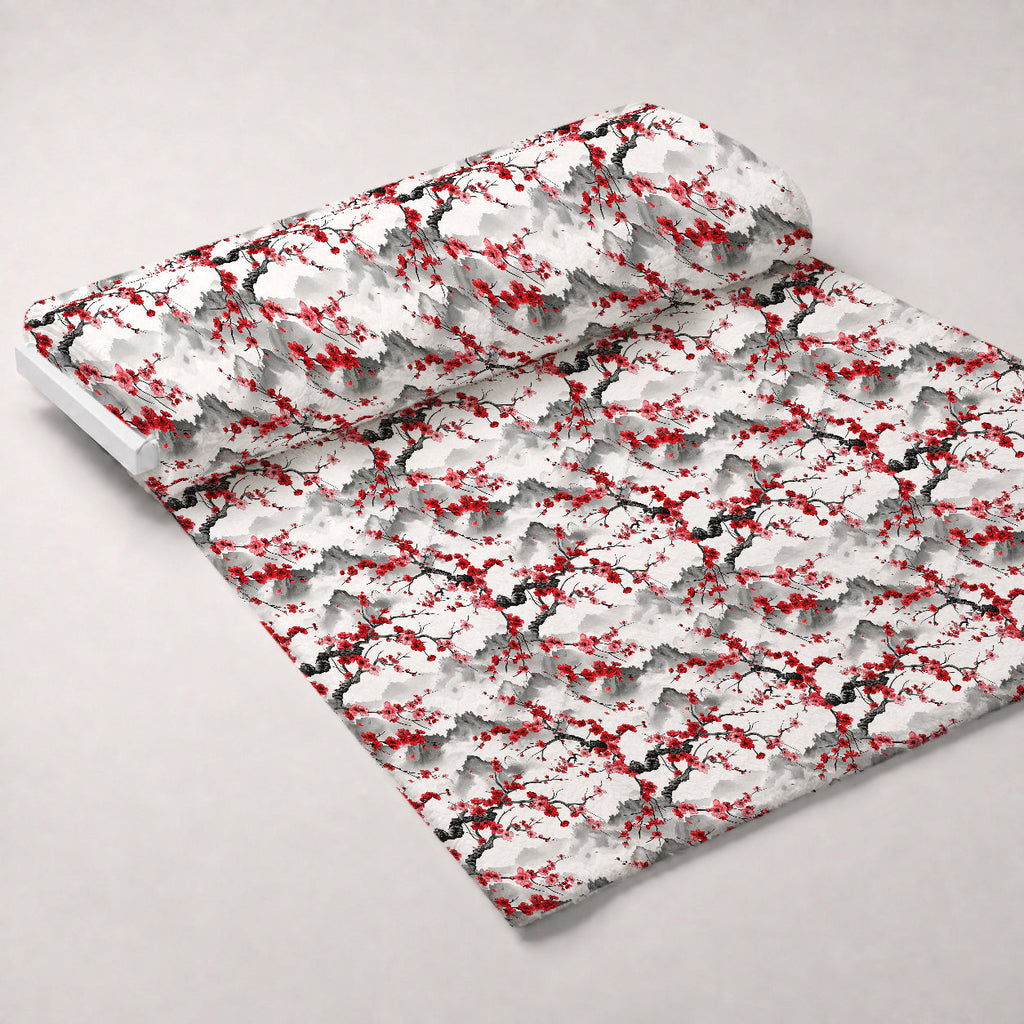 Japanese Cherry Blossoms 3 Fleece Fabric — fleece fabric unrolled bolt preview (mv-fleece-v1:bolt)