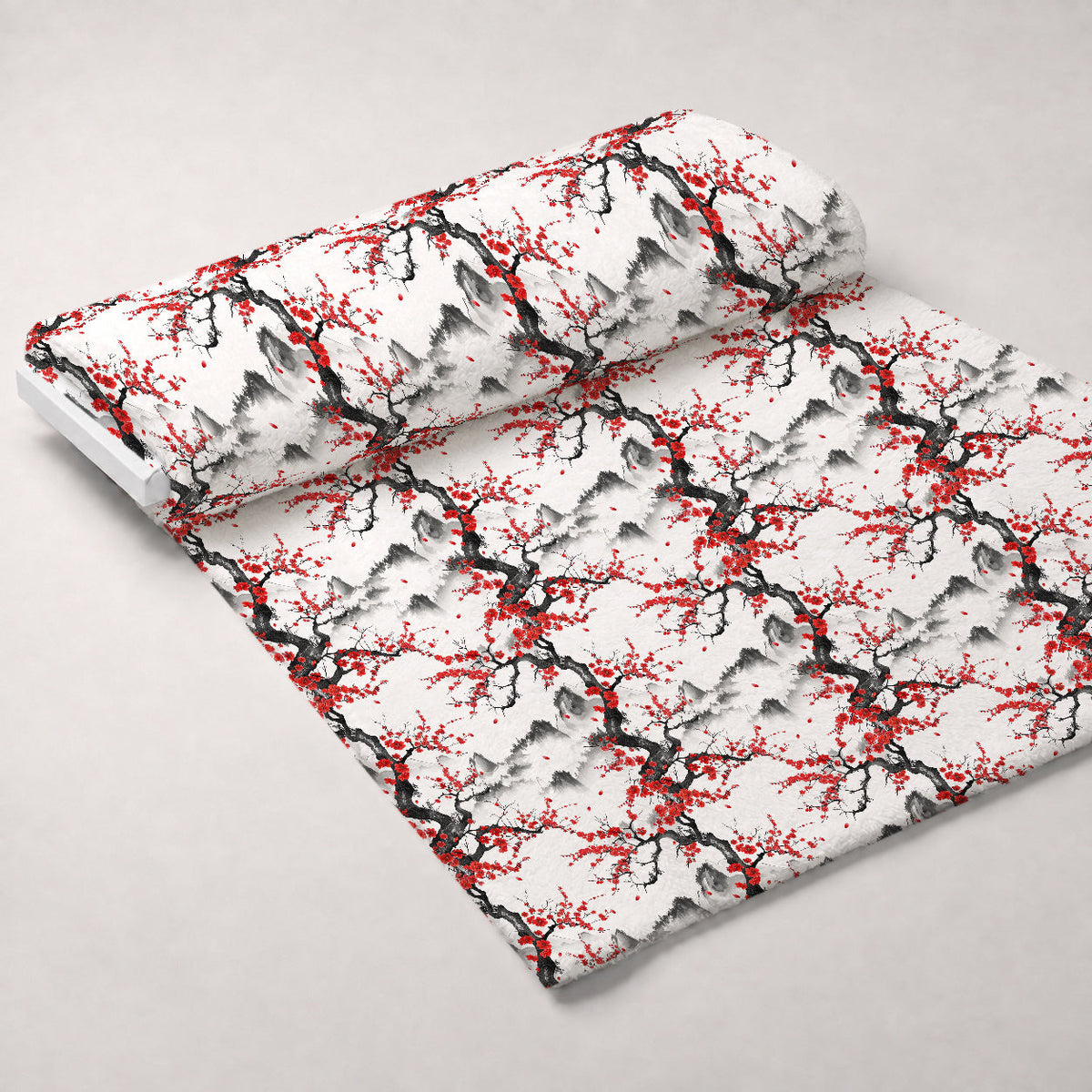 Japanese Cherry Blossoms 4 Fleece Fabric — fleece fabric unrolled bolt preview (mv-fleece-v1:bolt)