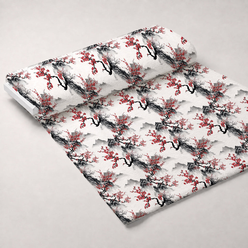 Japanese Cherry Blossoms 6 Fleece Fabric — fleece fabric unrolled bolt preview (mv-fleece-v1:bolt)