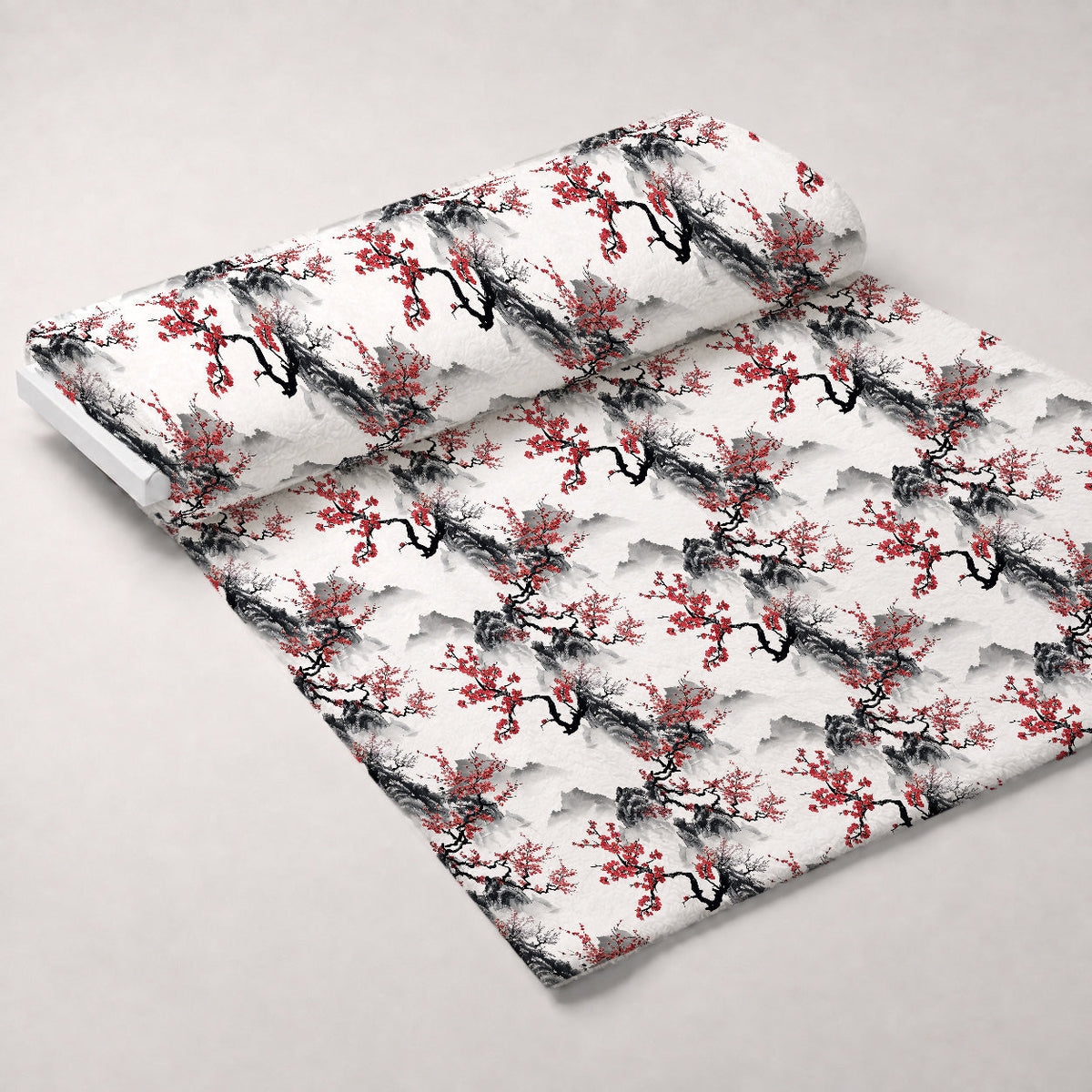Japanese Cherry Blossoms 6 Fleece Fabric — fleece fabric unrolled bolt preview (mv-fleece-v1:bolt)