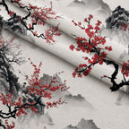 Japanese Cherry Blossoms 6 Fleece Fabric — fleece fabric folded close-up preview (mv-fleece-v1:lying)