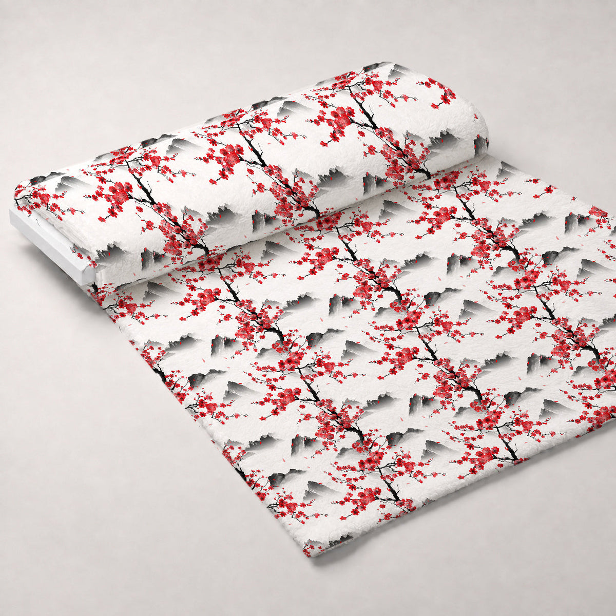 Japanese Cherry Blossoms 7 Fleece Fabric — fleece fabric unrolled bolt preview (mv-fleece-v1:bolt)