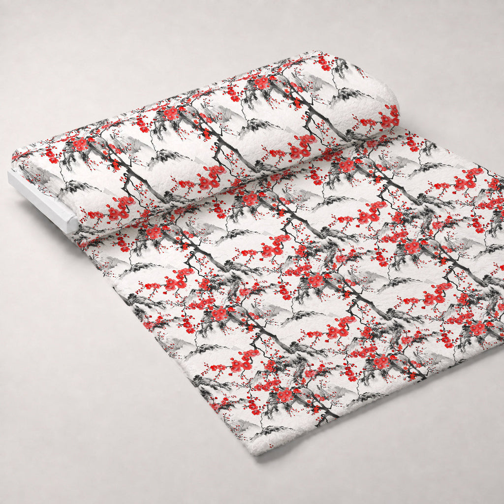 Japanese Cherry Blossoms 9 Fleece Fabric — fleece fabric unrolled bolt preview (mv-fleece-v1:bolt)