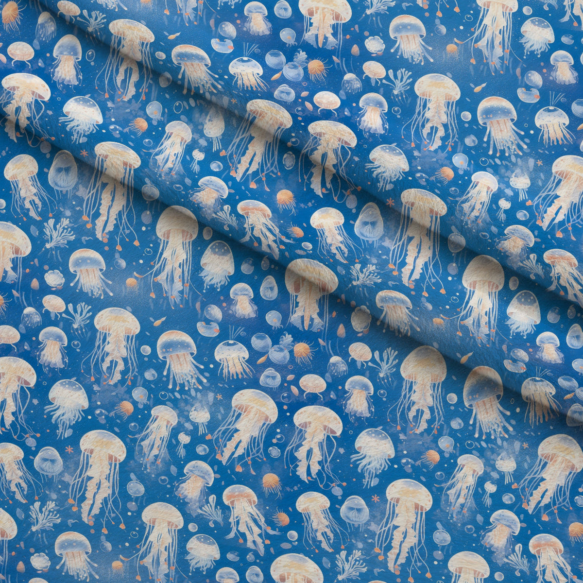 Jelly Fish Pattern 1 Fleece Fabric — fleece fabric folded close-up preview (mv-fleece-v1:lying)