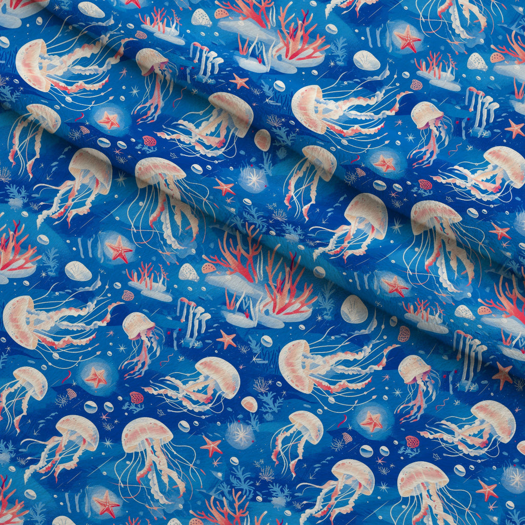 Jelly Fish Pattern 2 Fleece Fabric — fleece fabric folded close-up preview (mv-fleece-v1:lying)