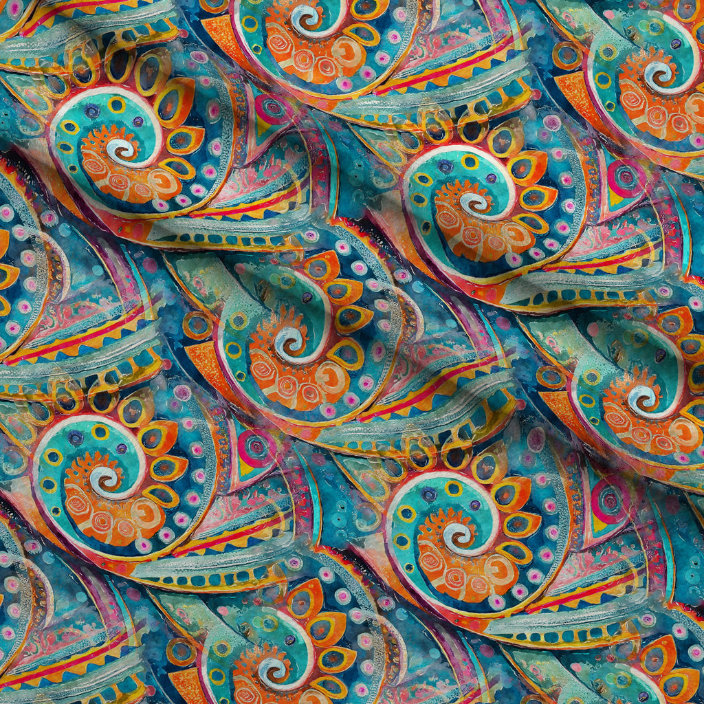Jeweled Batik Paisley Pattern 2 Fleece Fabric — fleece fabric folded close-up preview (mv-fleece-v1:lying)