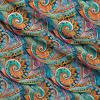 Jeweled Batik Paisley Pattern 2 Fleece Fabric — fleece fabric folded close-up preview (mv-fleece-v1:lying)