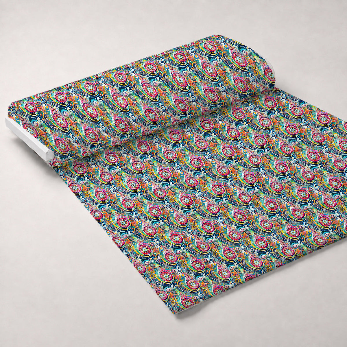 Jeweled Batik Paisley Pattern 6 Fleece Fabric — fleece fabric unrolled bolt preview (mv-fleece-v1:bolt)