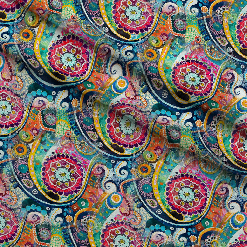 Jeweled Batik Paisley Pattern 6 Fleece Fabric — fleece fabric folded close-up preview (mv-fleece-v1:lying)