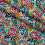Jeweled Batik Paisley Pattern 6 Fleece Fabric — fleece fabric folded close-up preview (mv-fleece-v1:lying)