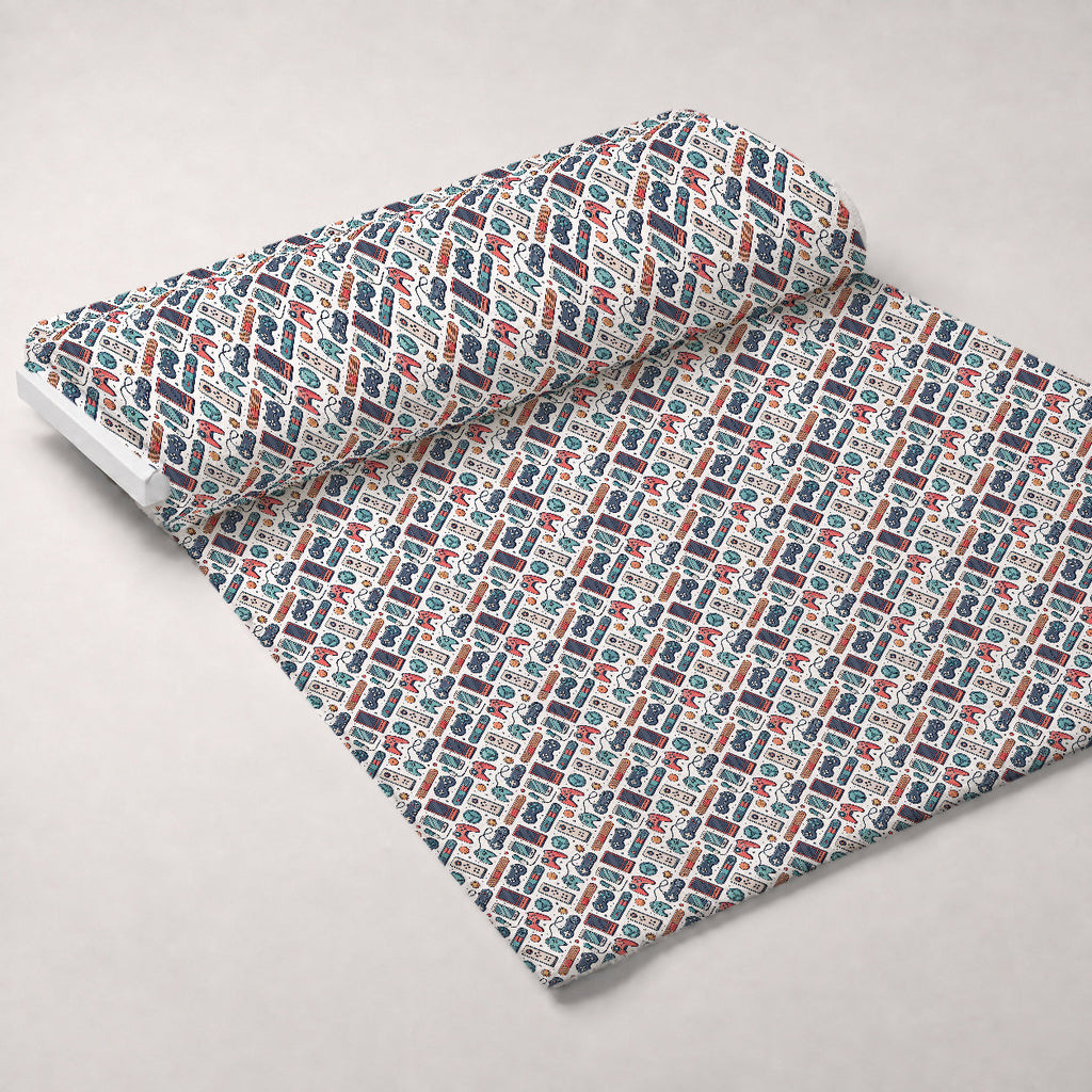 Joystick Doodles Pattern 10 Fleece Fabric — fleece fabric unrolled bolt preview (mv-fleece-v1:bolt)