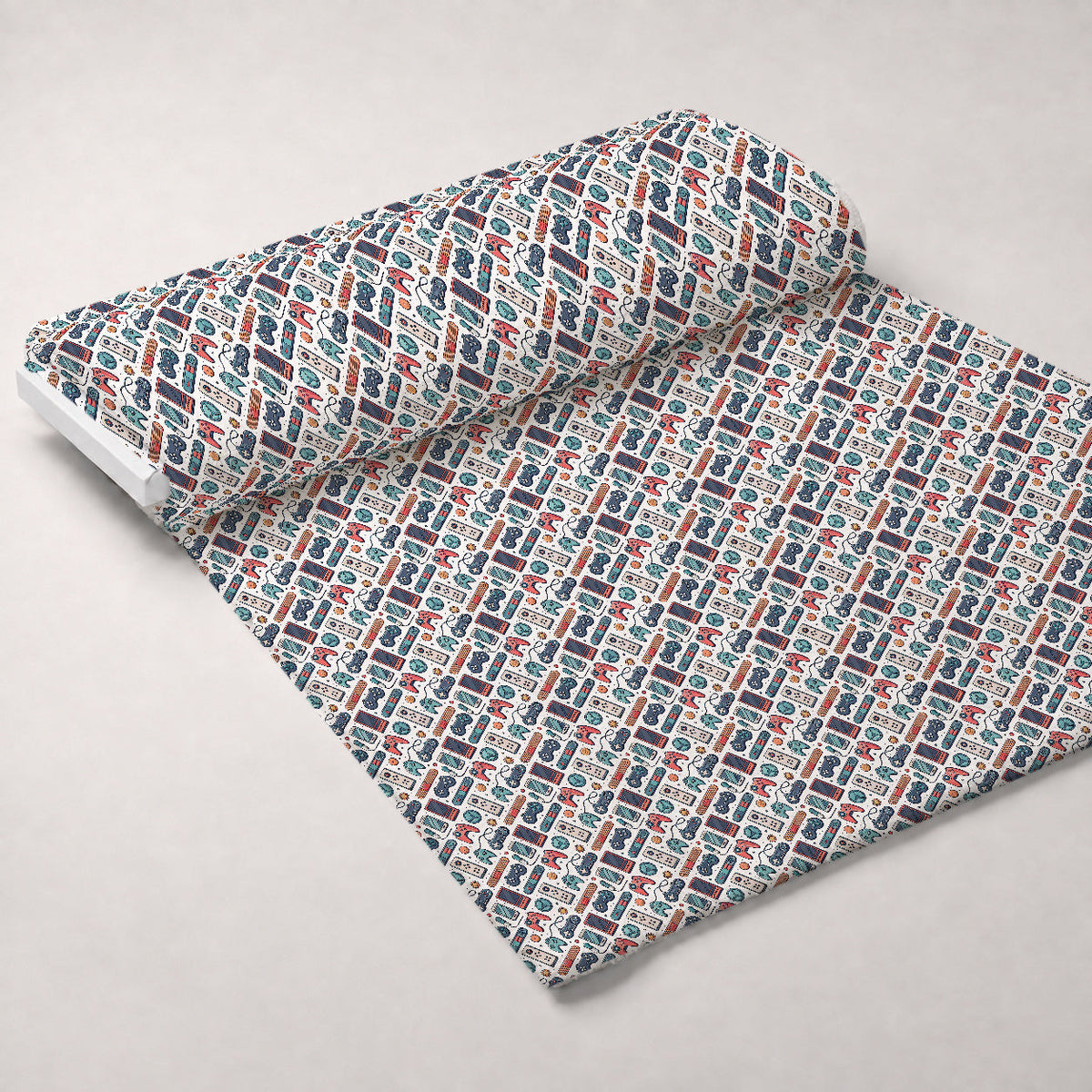 Joystick Doodles Pattern 10 Fleece Fabric — fleece fabric unrolled bolt preview (mv-fleece-v1:bolt)