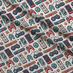 Joystick Doodles Pattern 10 Fleece Fabric — fleece fabric folded close-up preview (mv-fleece-v1:lying)