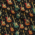 Jukebox Starlight Pattern 2 Fleece Fabric — fleece fabric folded close-up preview (mv-fleece-v1:lying)