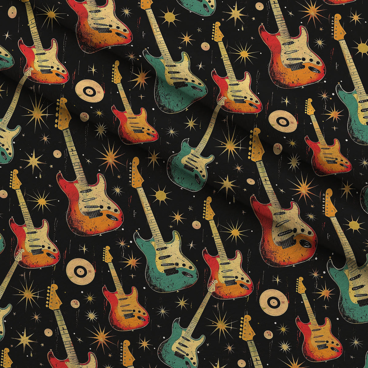 Jukebox Starlight Pattern 2 Fleece Fabric — fleece fabric folded close-up preview (mv-fleece-v1:lying)