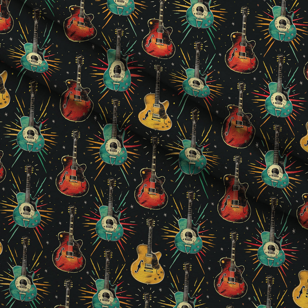 Jukebox Starlight Pattern 3 Fleece Fabric — fleece fabric folded close-up preview (mv-fleece-v1:lying)