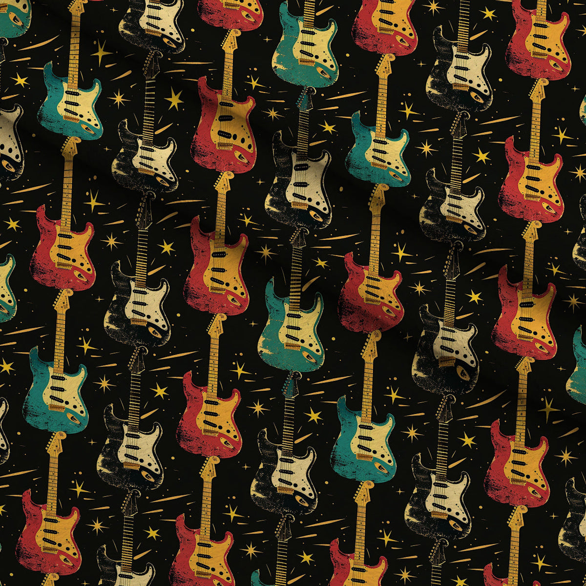 Jukebox Starlight Pattern 4 Fleece Fabric — fleece fabric folded close-up preview (mv-fleece-v1:lying)