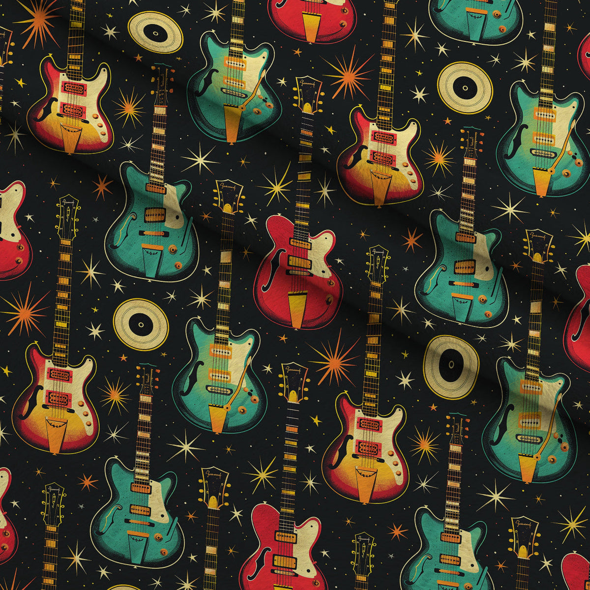 Jukebox Starlight Pattern 6 Fleece Fabric — fleece fabric folded close-up preview (mv-fleece-v1:lying)