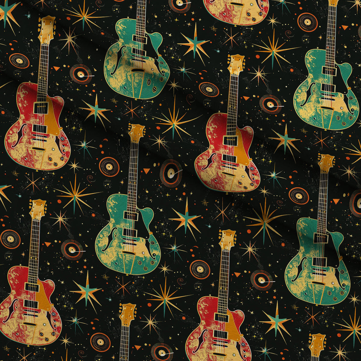 Jukebox Starlight Pattern 8 Fleece Fabric — fleece fabric folded close-up preview (mv-fleece-v1:lying)