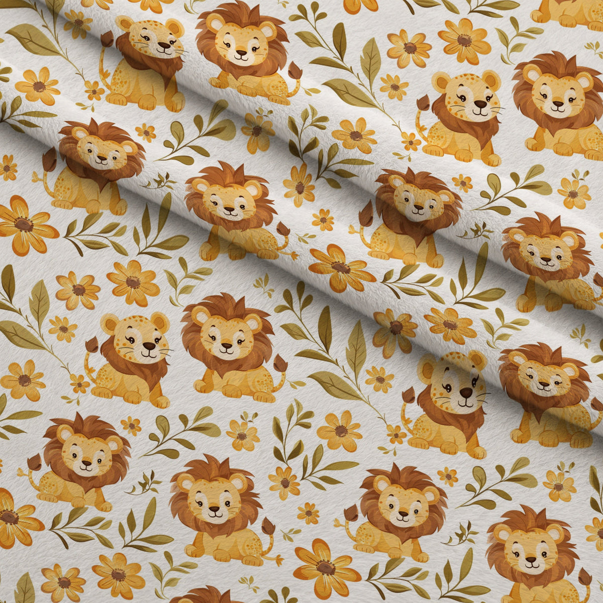 Jungle Cubs Pattern 10 Fleece Fabric — fleece fabric folded close-up preview (mv-fleece-v1:lying)