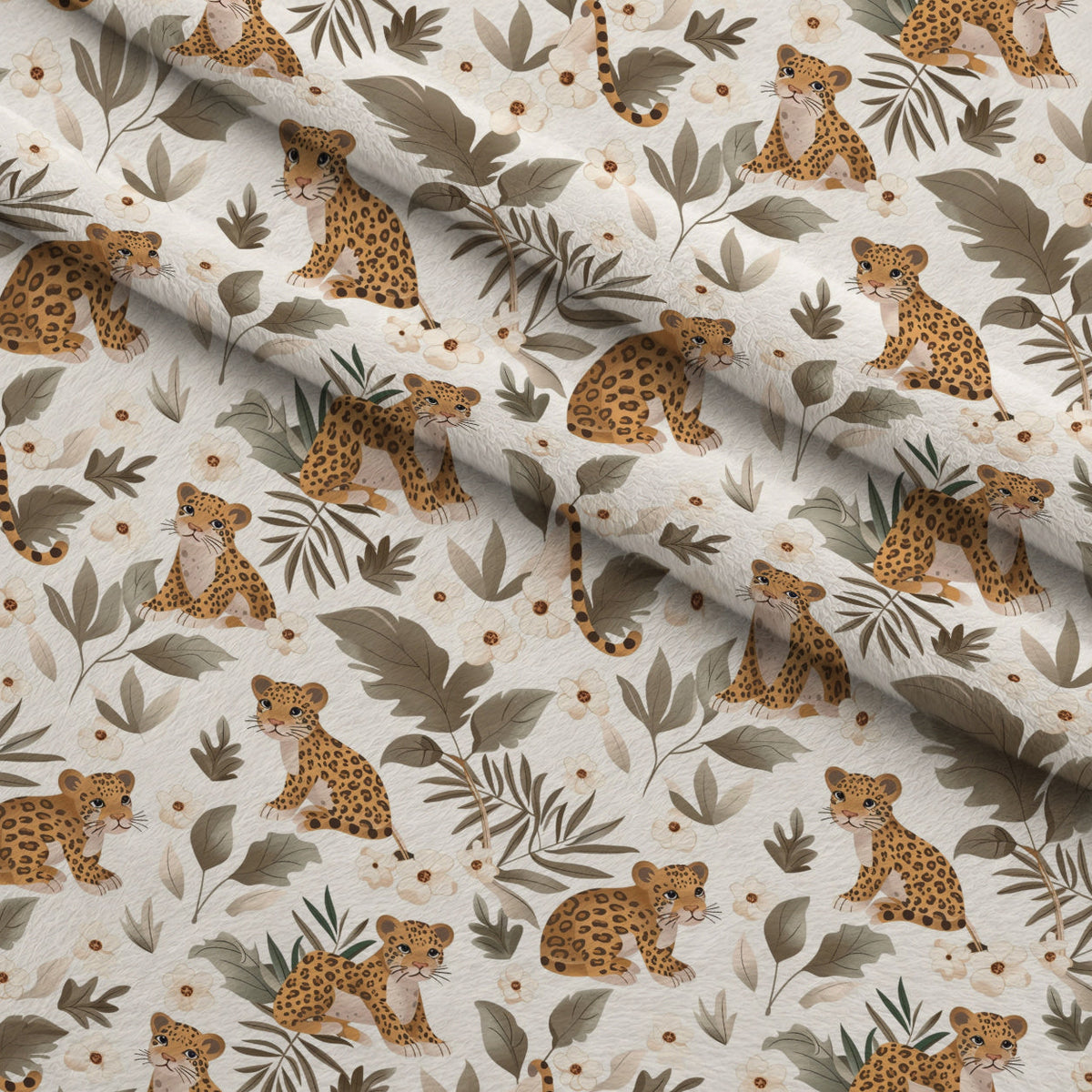Jungle Cubs Pattern 15 Fleece Fabric — fleece fabric folded close-up preview (mv-fleece-v1:lying)