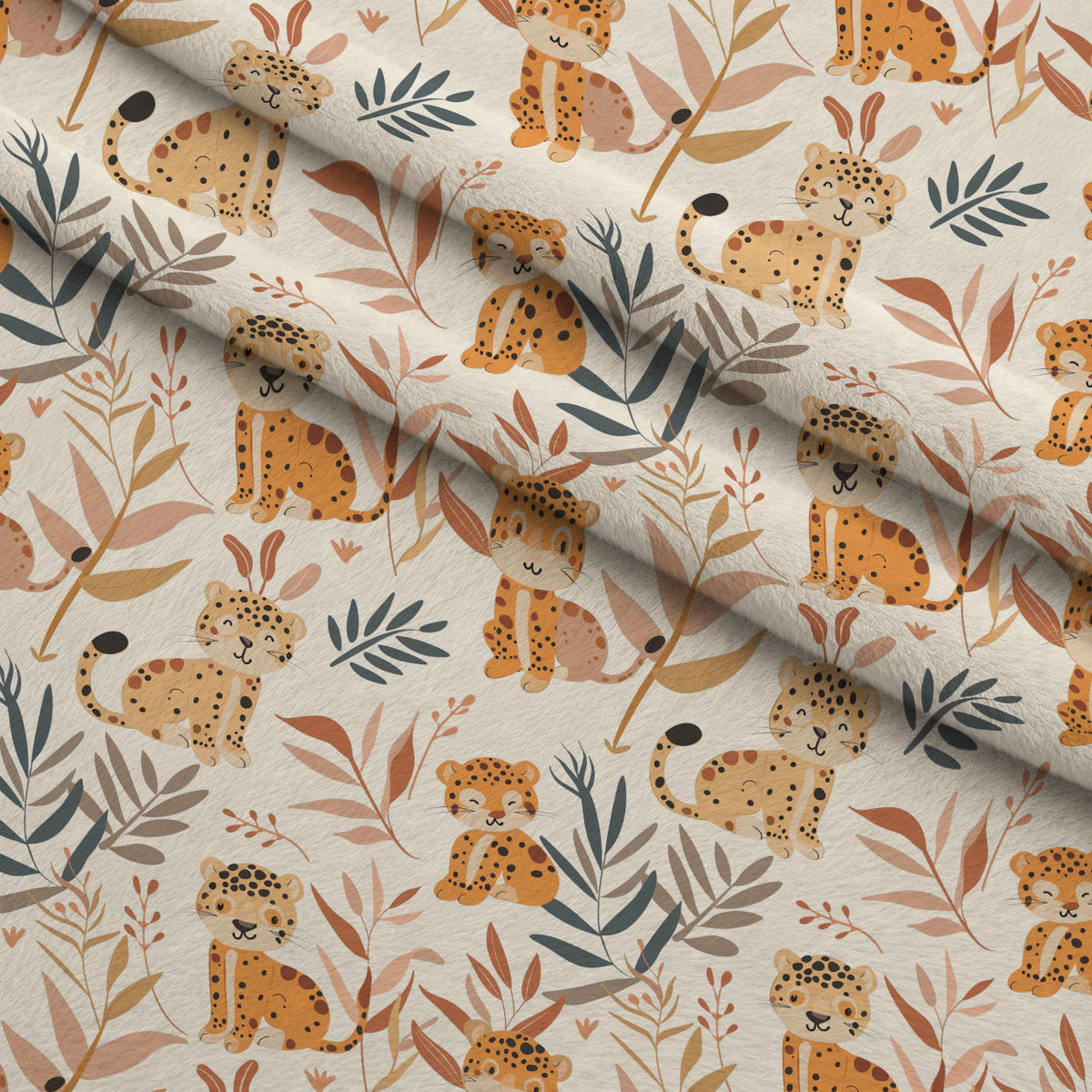 Jungle Cubs Pattern 16 Fleece Fabric — fleece fabric folded close-up preview (mv-fleece-v1:lying)