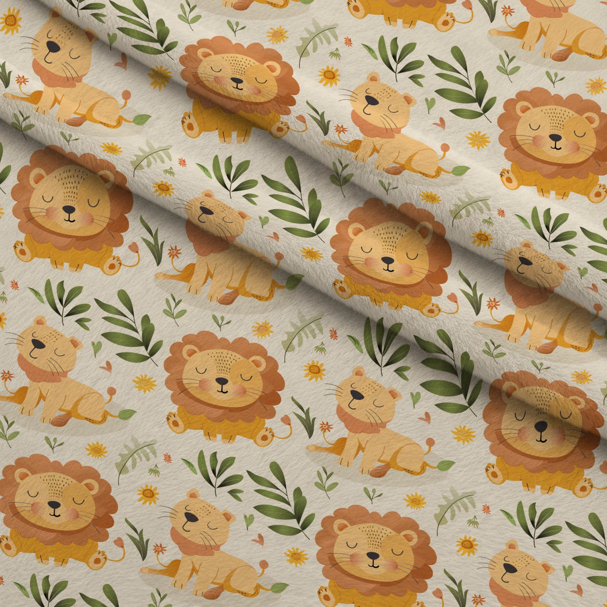 Jungle Cubs Pattern 21 Fleece Fabric — fleece fabric folded close-up preview (mv-fleece-v1:lying)
