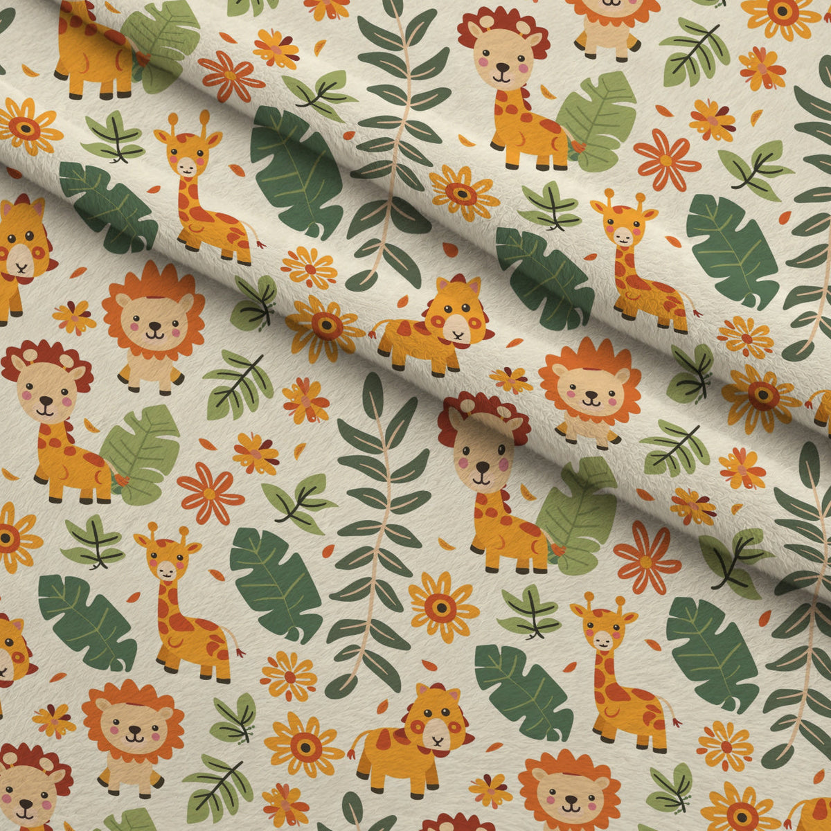 Jungle Cubs Pattern 23 Fleece Fabric — fleece fabric folded close-up preview (mv-fleece-v1:lying)