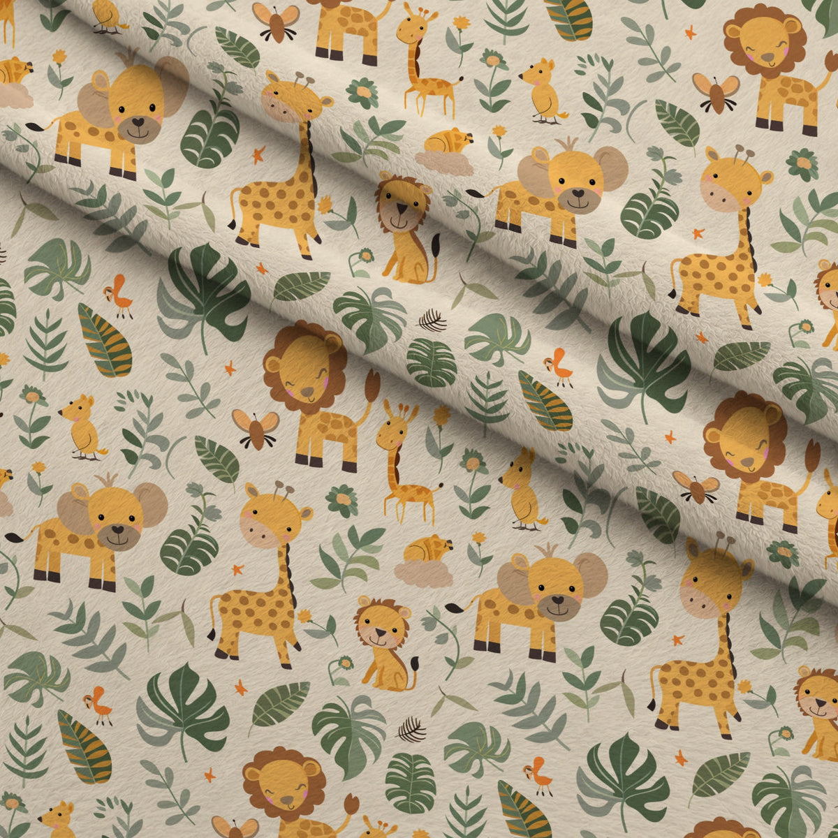 Jungle Cubs Pattern 4 Fleece Fabric — fleece fabric folded close-up preview (mv-fleece-v1:lying)
