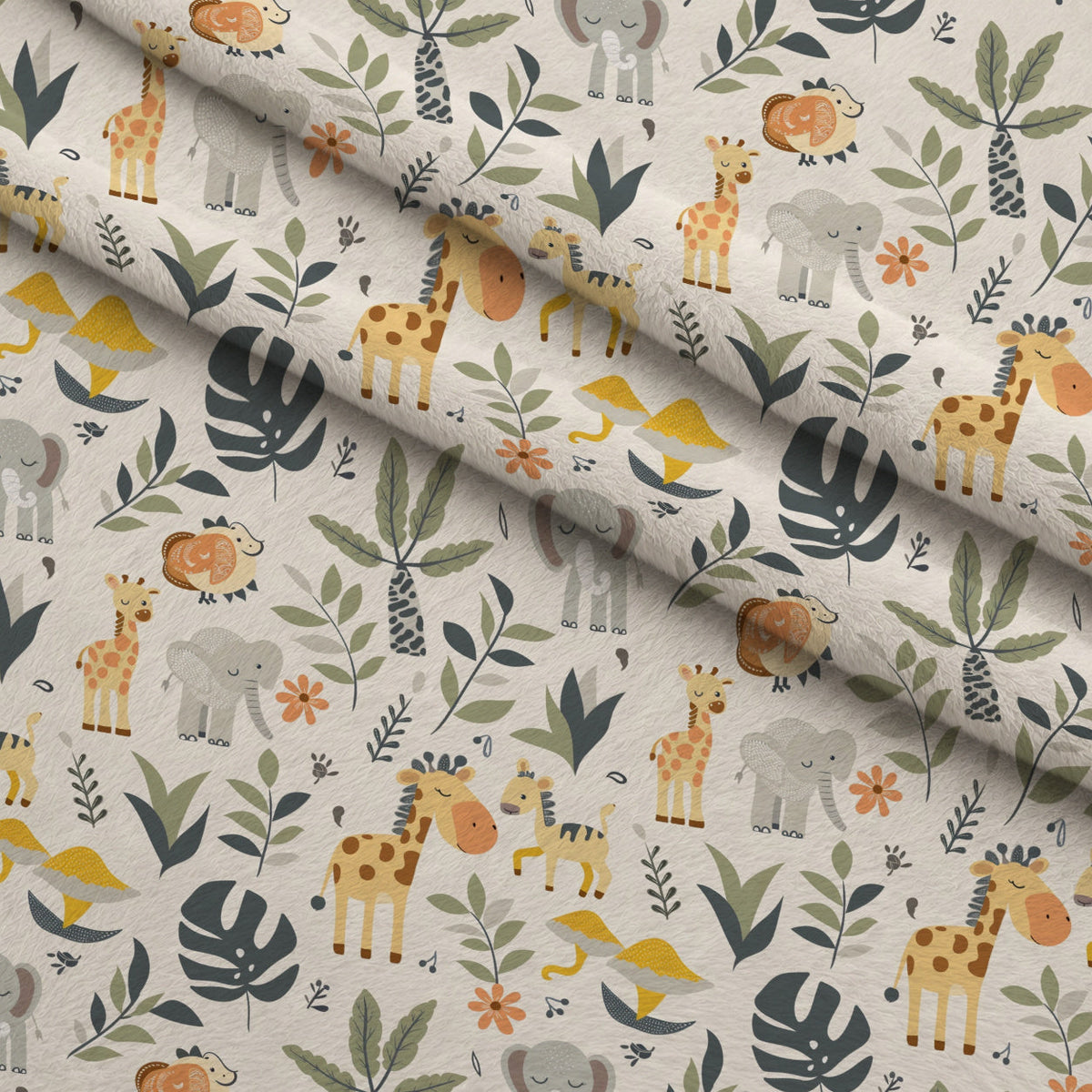Jungle Cubs Pattern 6 Fleece Fabric — fleece fabric folded close-up preview (mv-fleece-v1:lying)