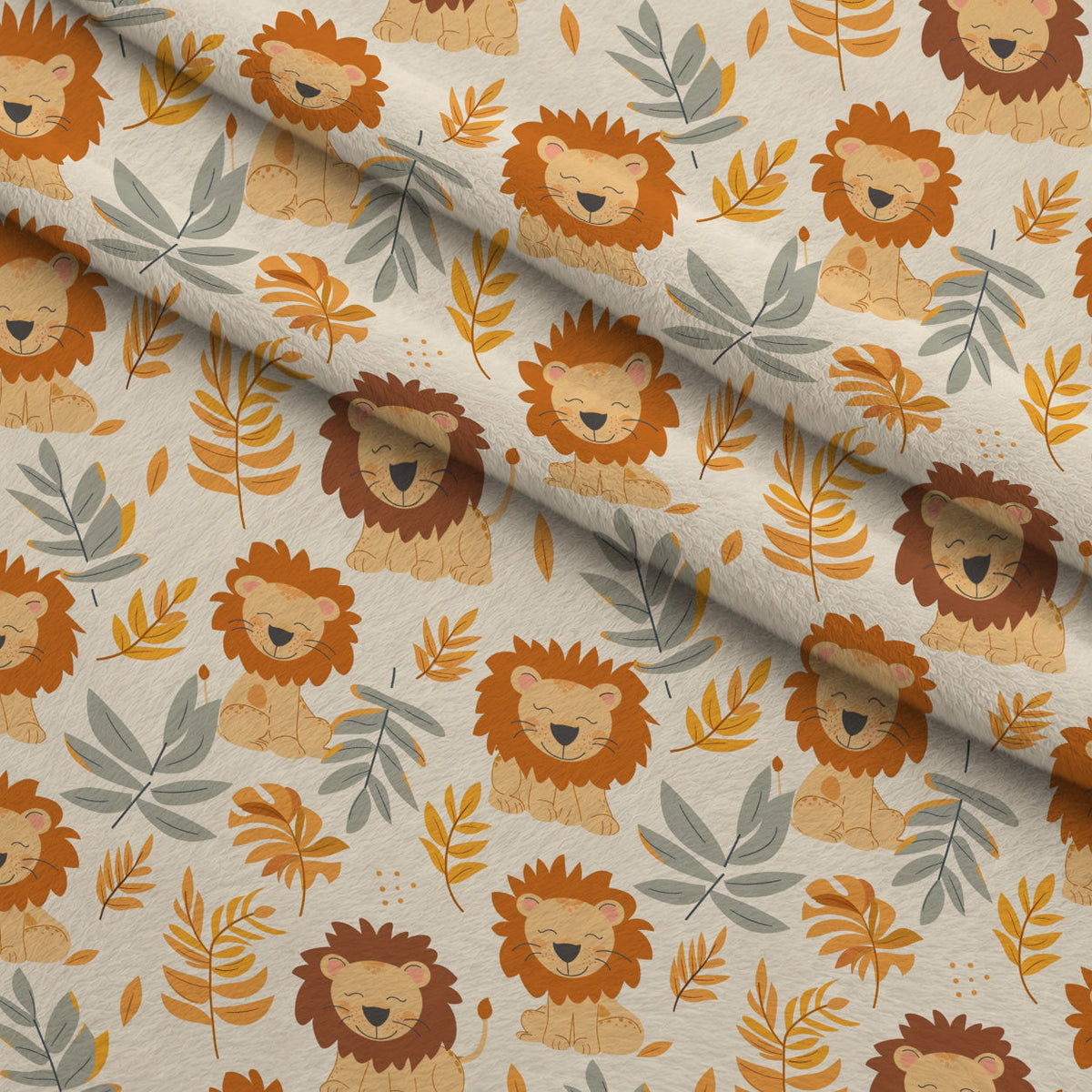 Jungle Cubs Pattern 8 Fleece Fabric — fleece fabric folded close-up preview (mv-fleece-v1:lying)