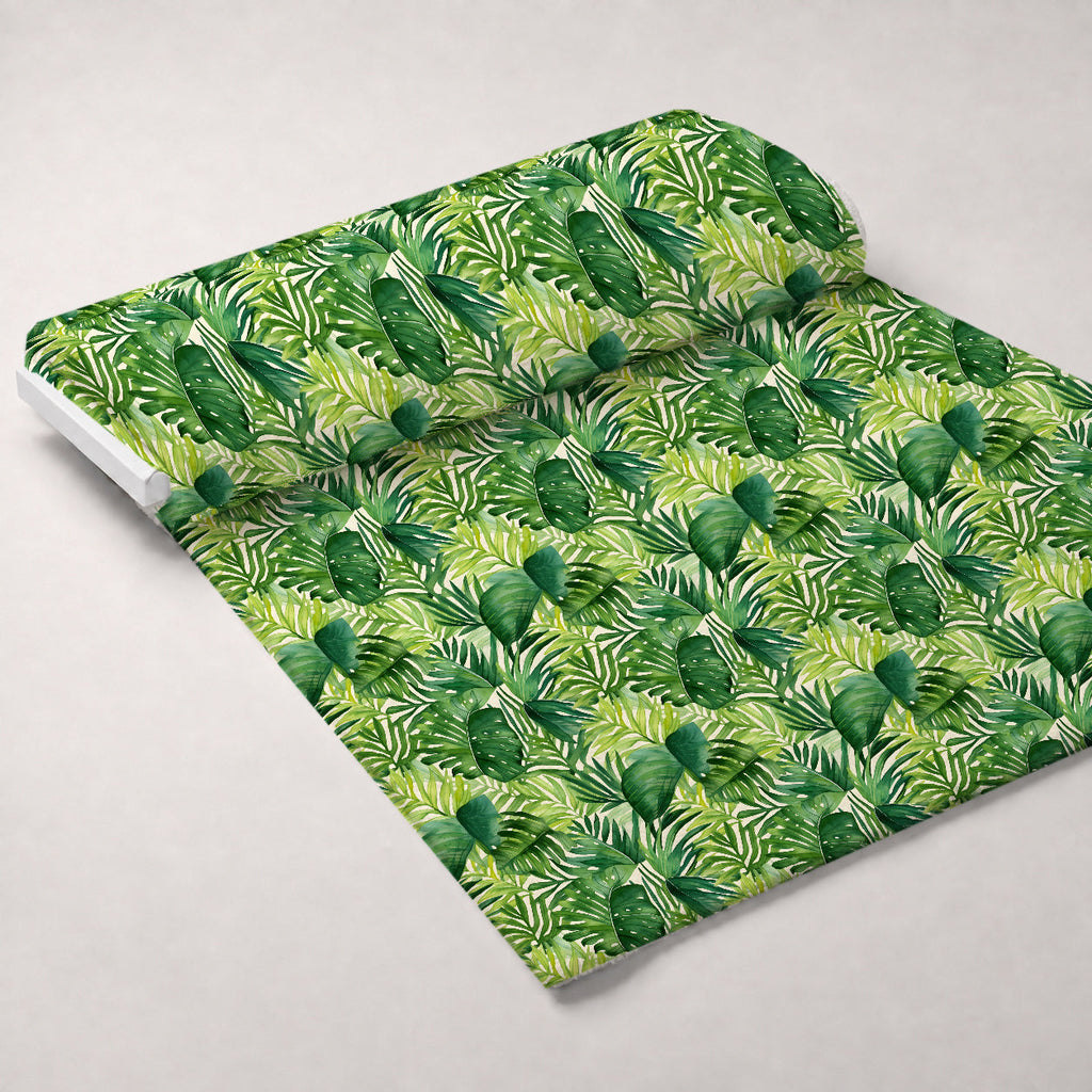 Jungle Leaves Pattern 1 Fleece Fabric — fleece fabric unrolled bolt preview (mv-fleece-v1:bolt)