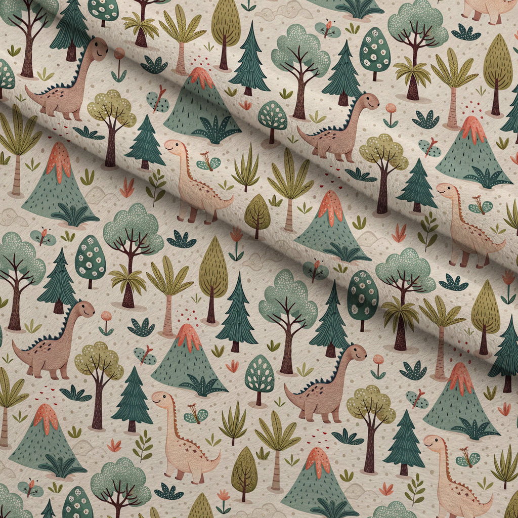 Jurassic Woodland Pattern 1 Fleece Fabric — fleece fabric folded close-up preview (mv-fleece-v1:lying)