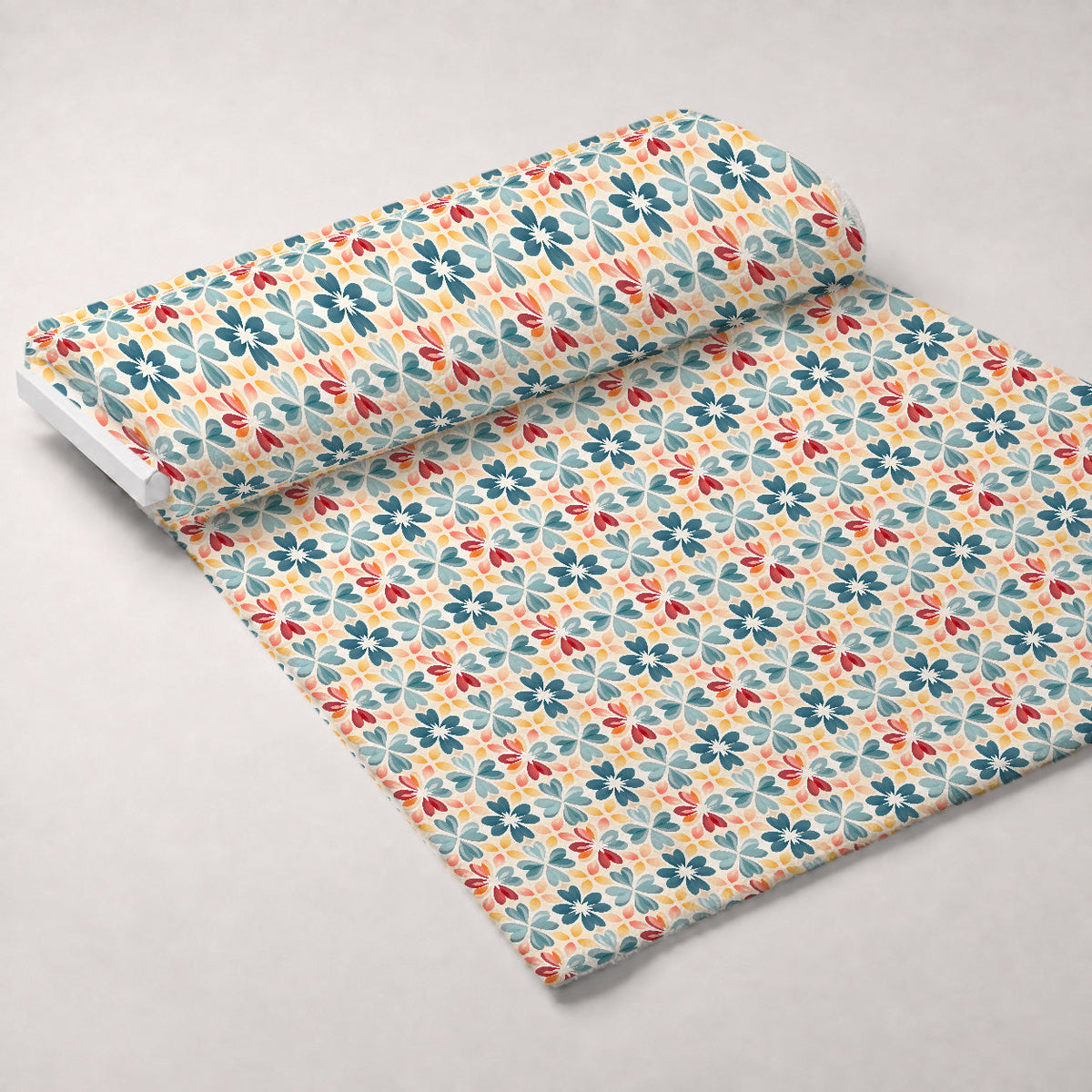 Kaleidoscope Blooms Pattern 4 Fleece Fabric — fleece fabric unrolled bolt preview (mv-fleece-v1:bolt)