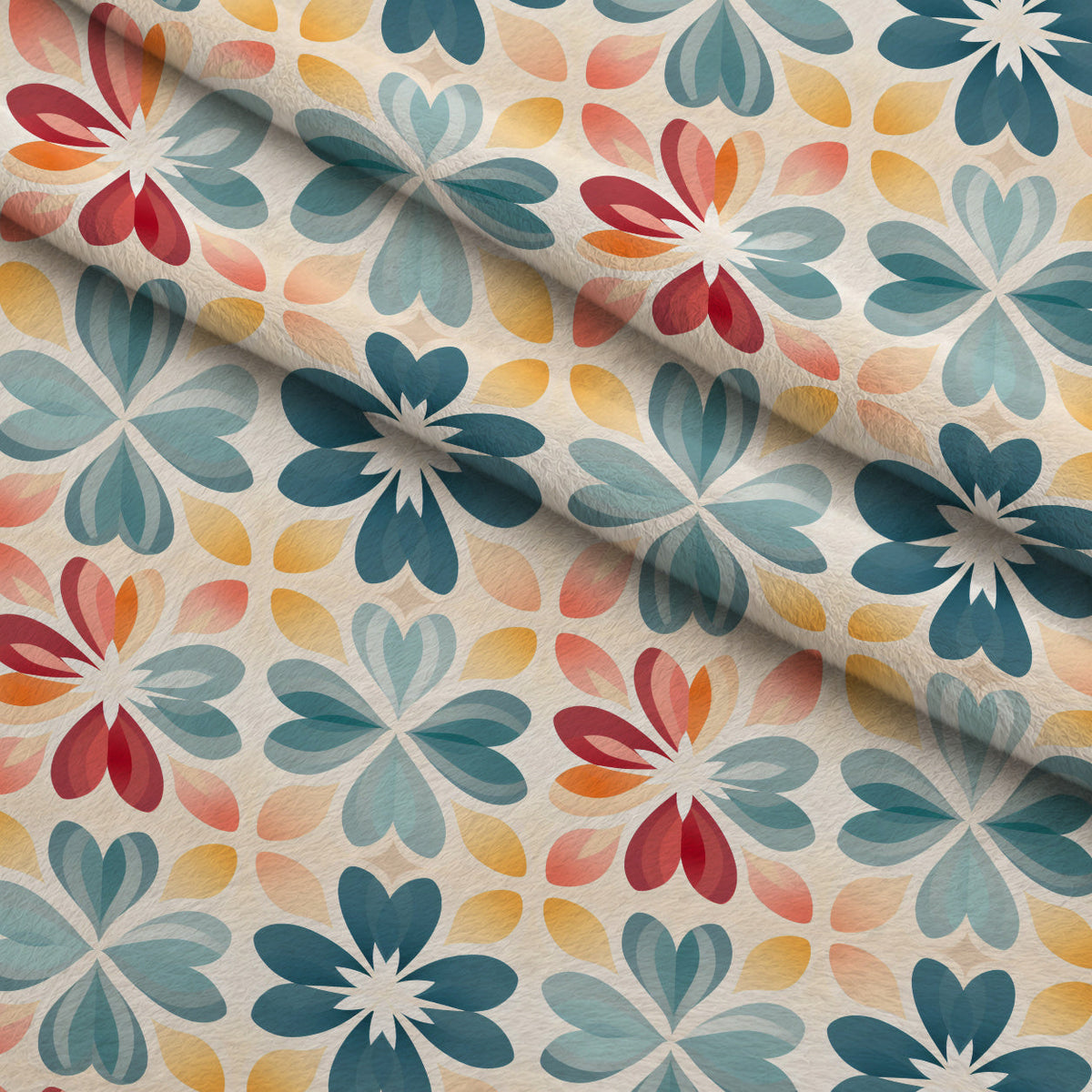 Kaleidoscope Blooms Pattern 4 Fleece Fabric — fleece fabric folded close-up preview (mv-fleece-v1:lying)