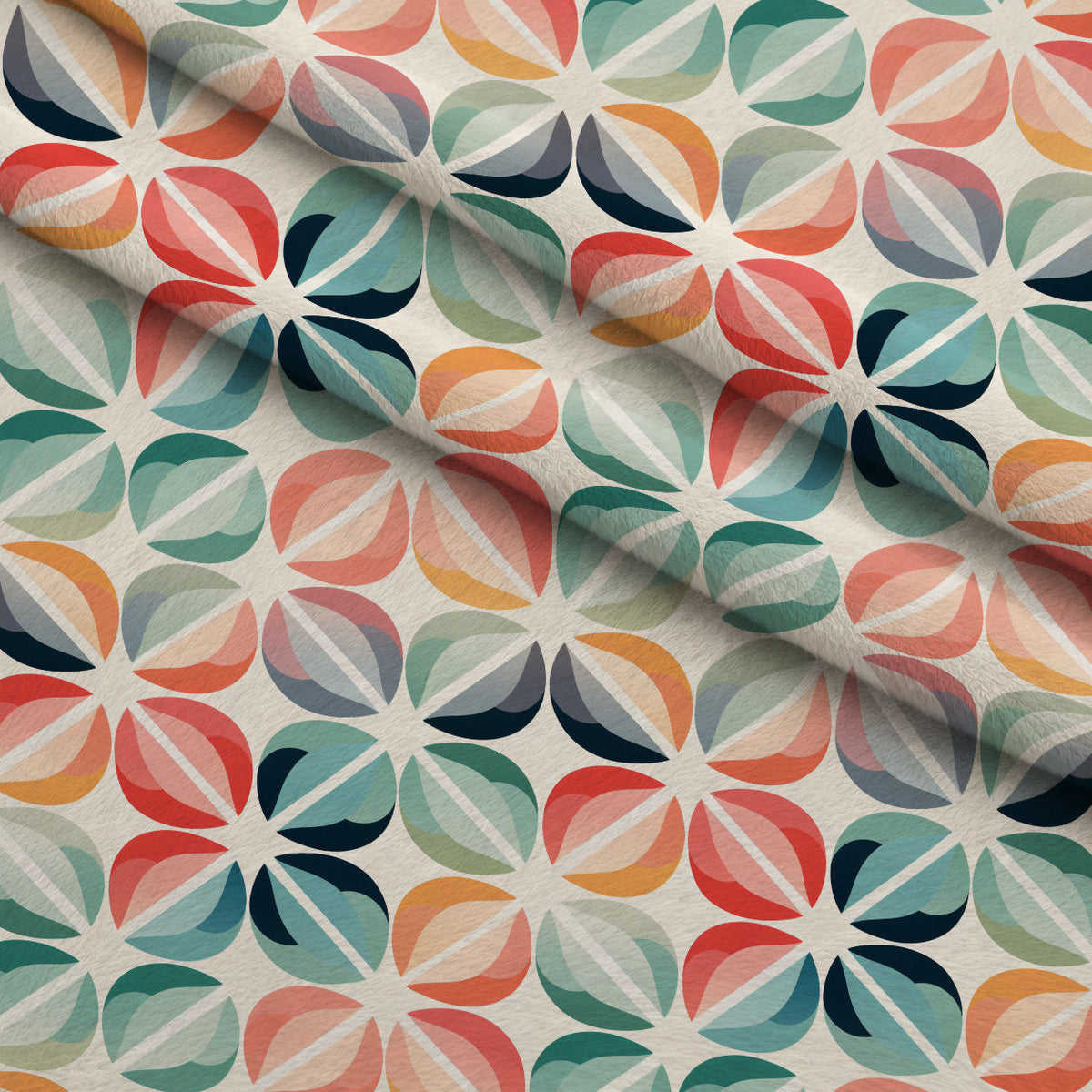 Kaleidoscope Blooms Pattern 5 Fleece Fabric — fleece fabric folded close-up preview (mv-fleece-v1:lying)