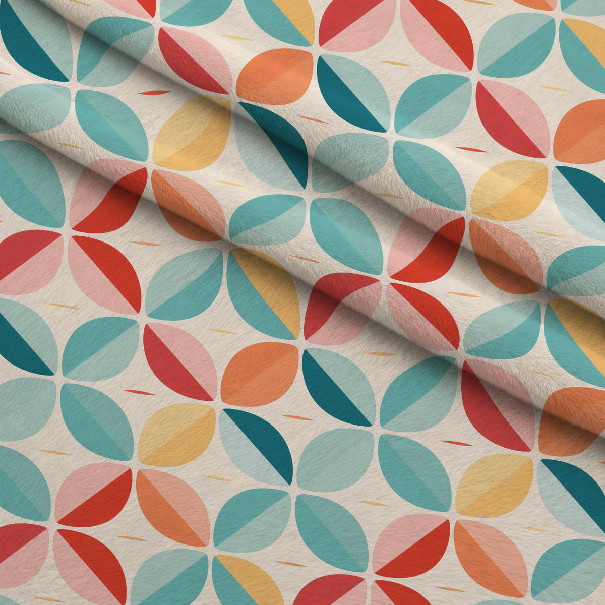 Kaleidoscope Blooms Pattern 7 Fleece Fabric — fleece fabric folded close-up preview (mv-fleece-v1:lying)