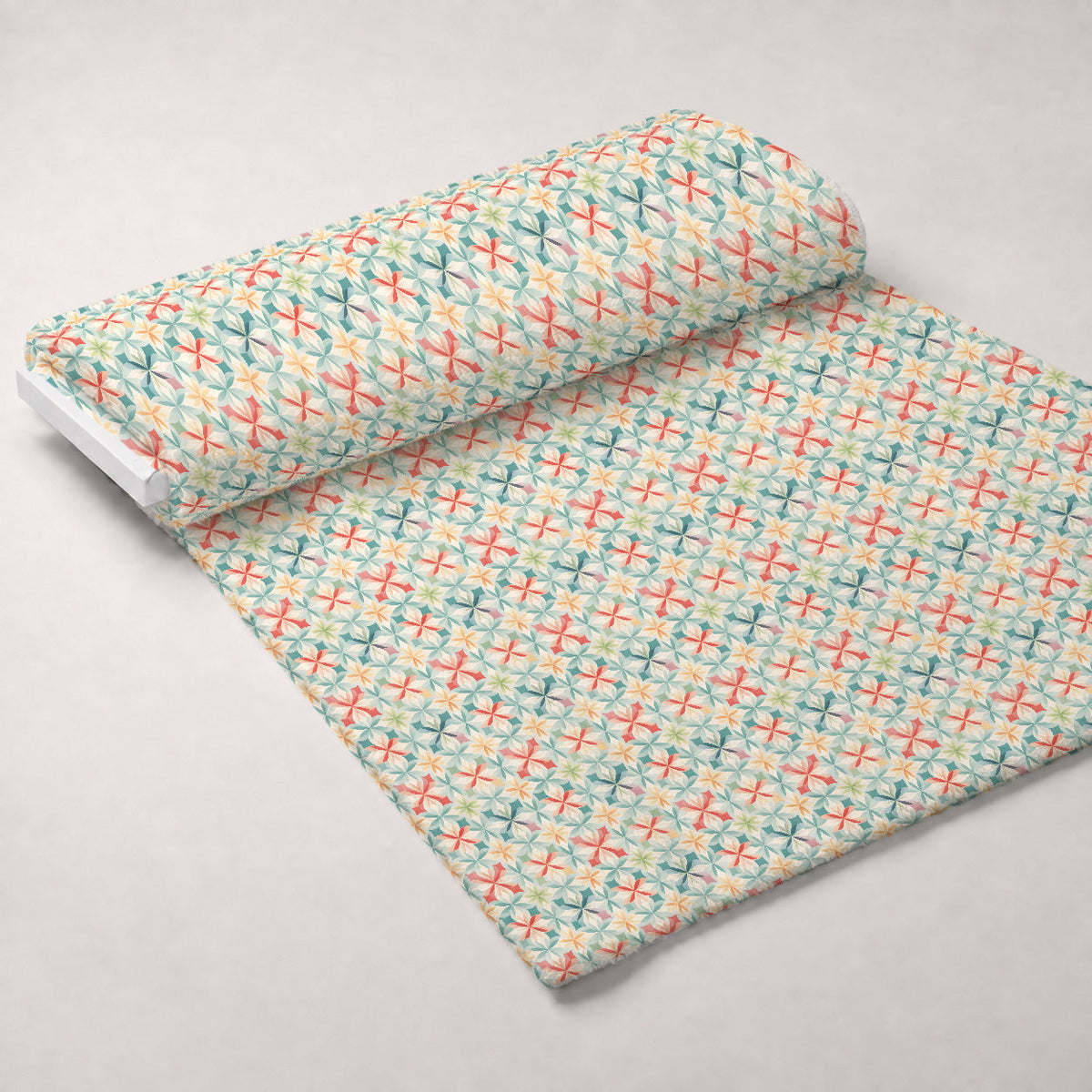 Kaleidoscope Blooms Pattern 8 Fleece Fabric — fleece fabric unrolled bolt preview (mv-fleece-v1:bolt)