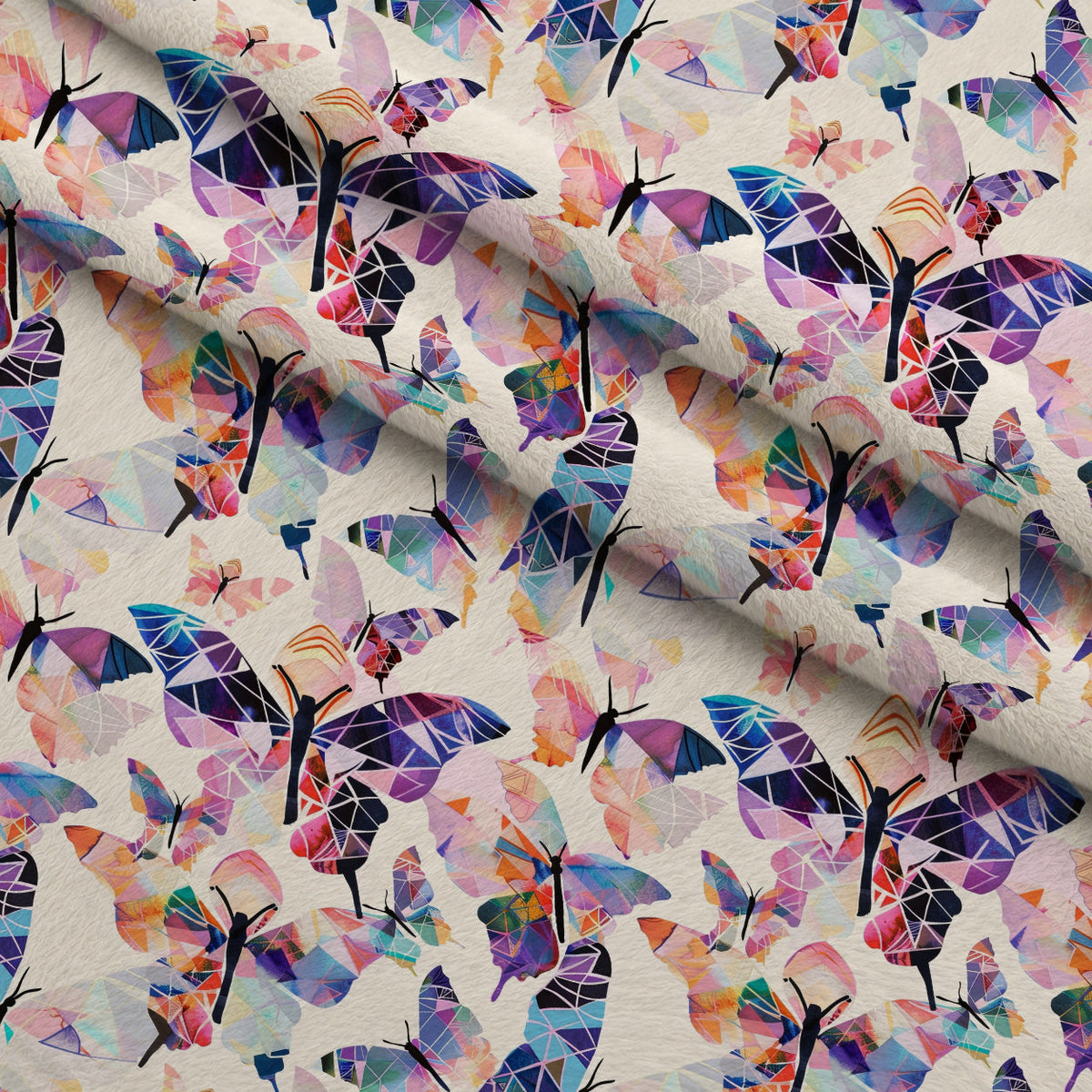 Kaleidoscope Wings Pattern 12 Fleece Fabric — fleece fabric folded close-up preview (mv-fleece-v1:lying)