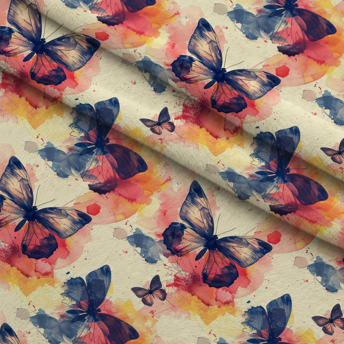 Kaleidoscope Wings Pattern 3 Fleece Fabric — fleece fabric folded close-up preview (mv-fleece-v1:lying)